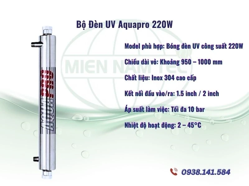 Vỏ đèn UV aquapro 220W