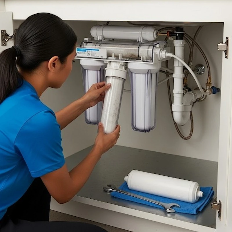 Thay mới lõi lọc RO giúp đảm bảo 100% chất lượng nước đầu ra 