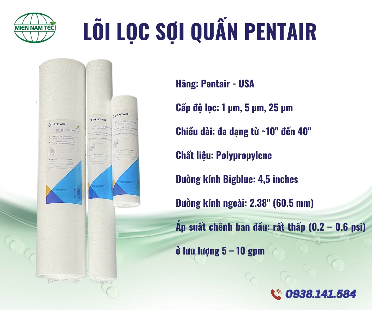 Lõi lọc bông nén Pentair