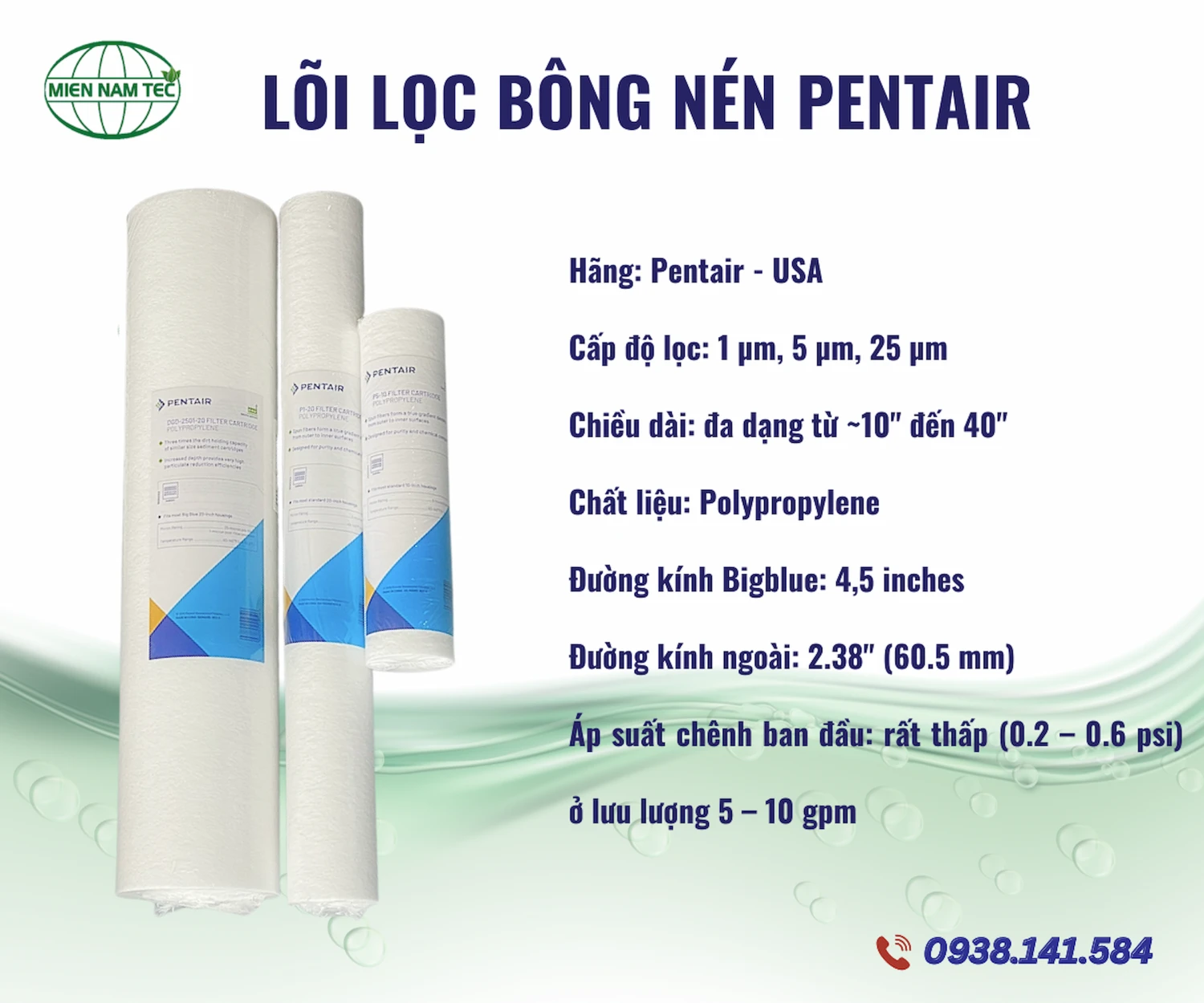 Lõi lọc bông nén Pentair