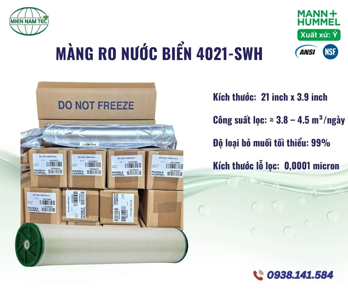 Thông số kỹ thuật của màng RO 4021-SWH