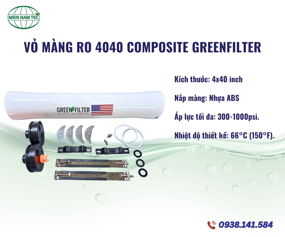 Vỏ Màng RO 4040 Composite Green Filter