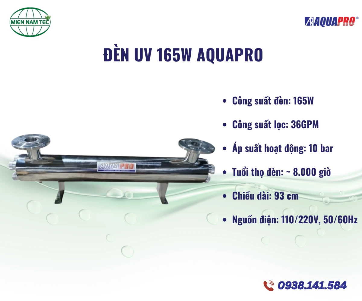 Bộ đèn UV 165W Aquapro