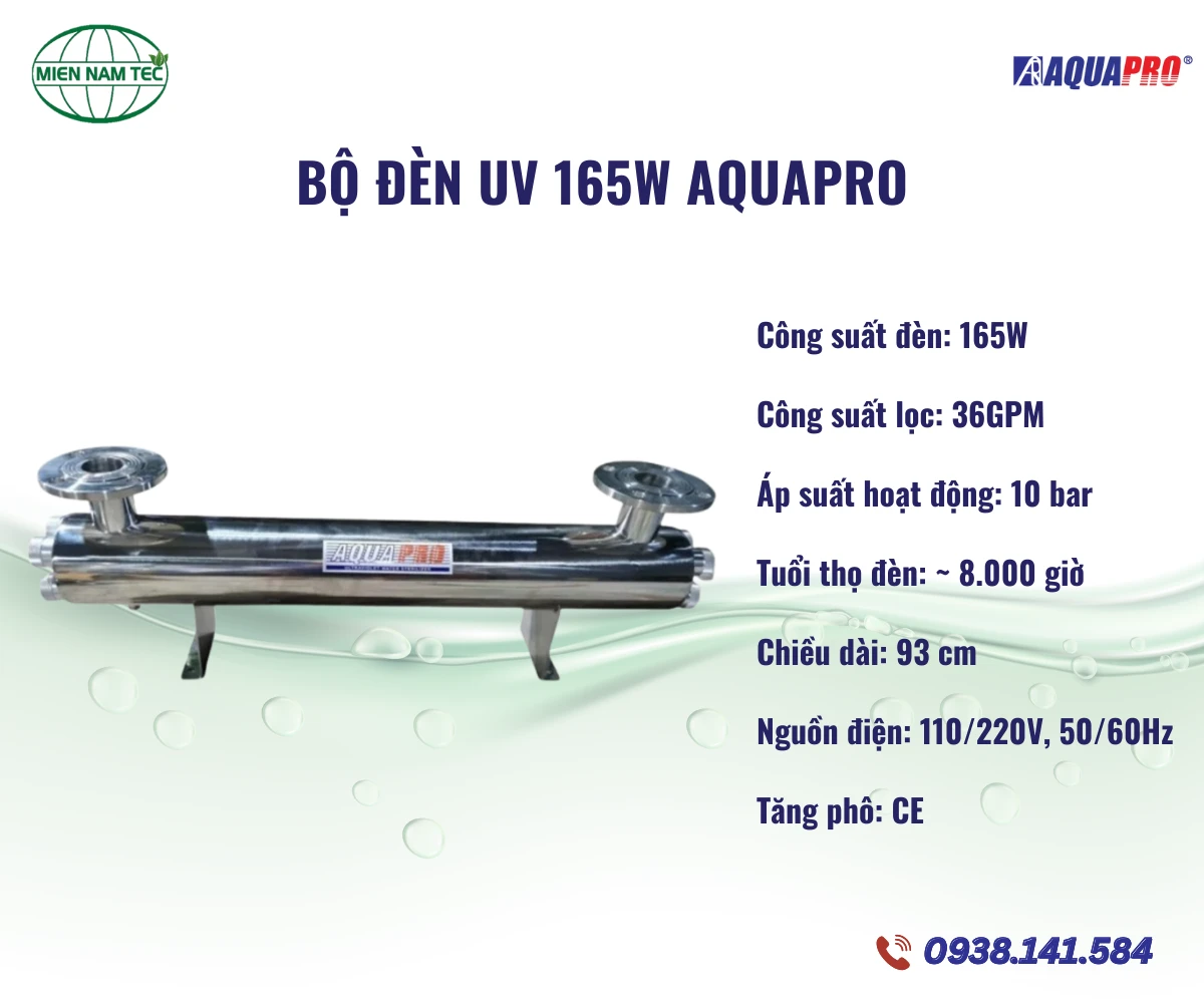 Bộ đèn UV 165W Aquapro