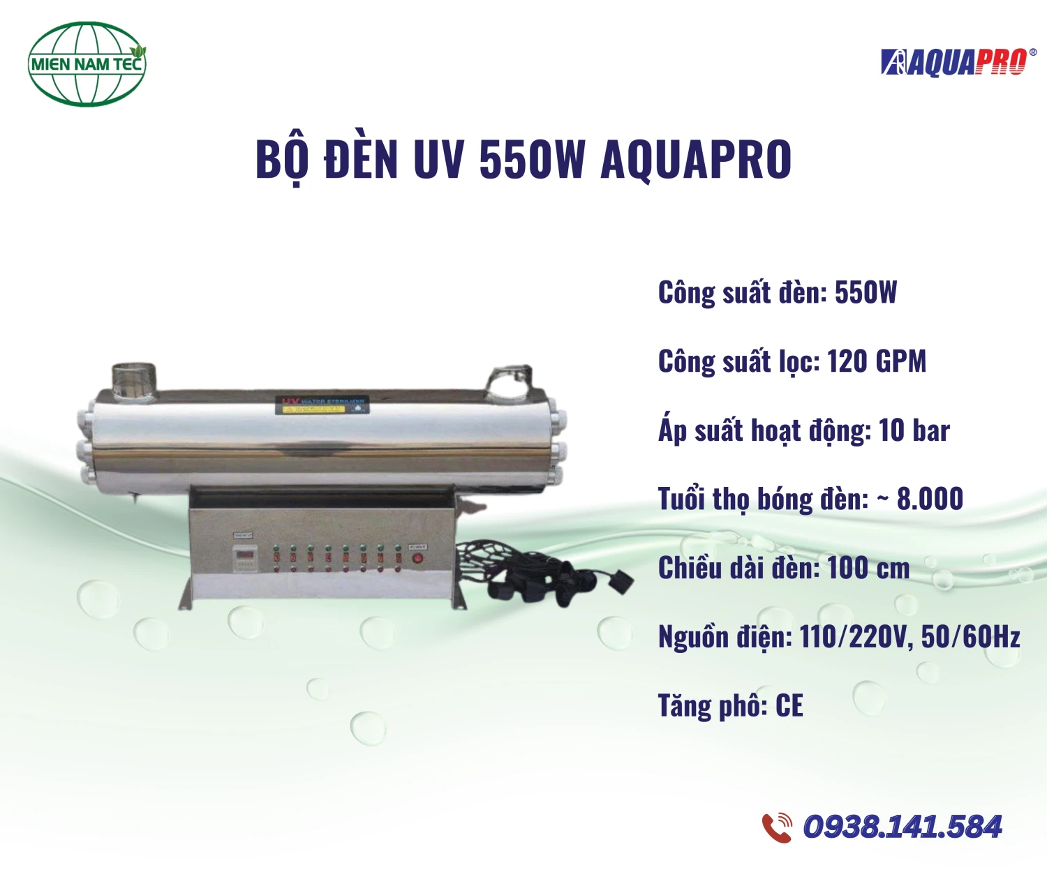 Bộ đèn UV 550W Aquapro