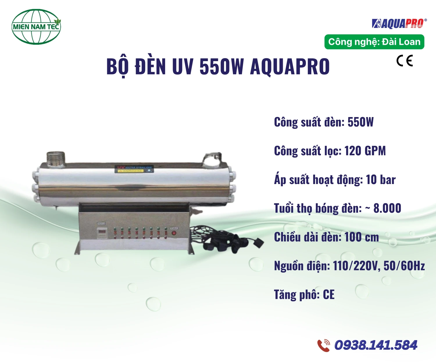 Bộ đèn UV 550W Aquapro