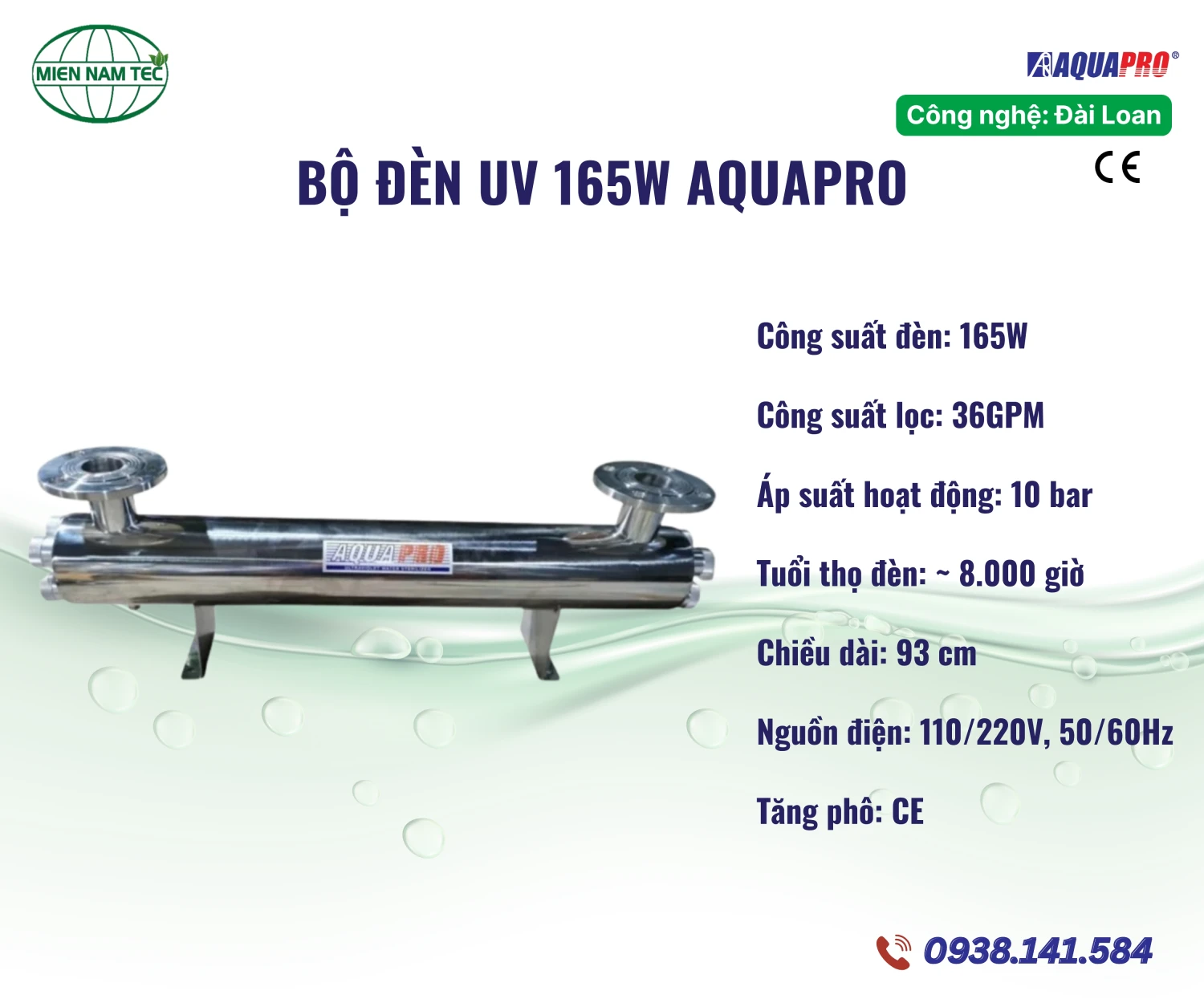 Bộ đèn UV 165W Aquapro