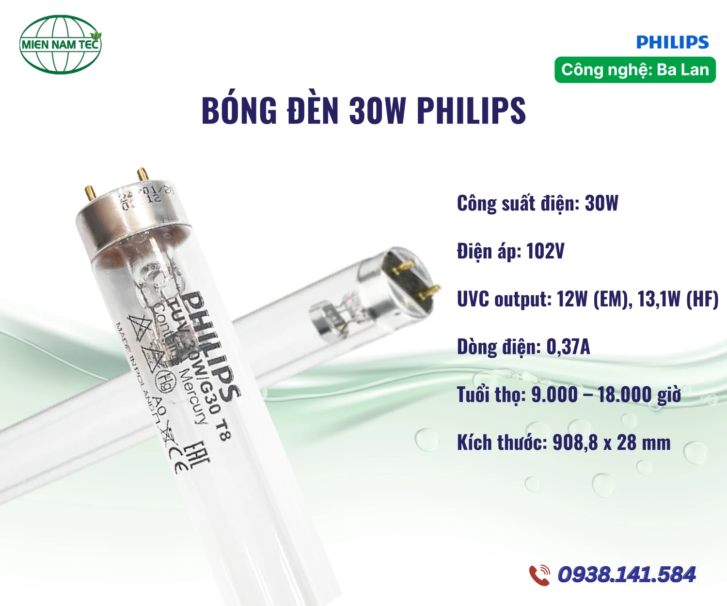 Bóng đèn UV 30W T8 Philips