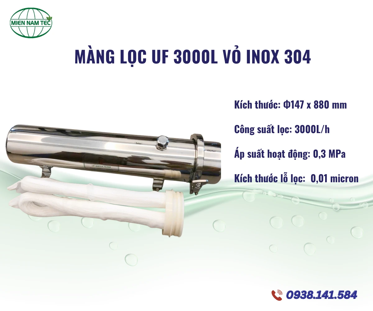 Màng Lọc UF 3000L Vỏ Inox 304