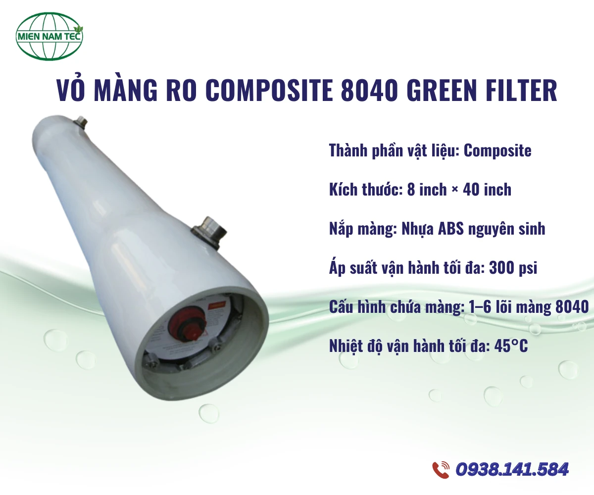 Vỏ màng RO composite 8040 Green Filter