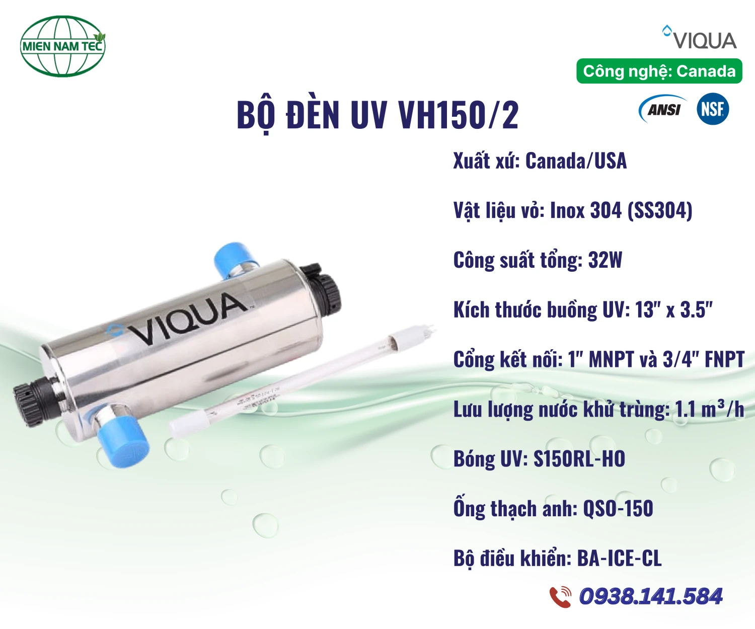Bộ Đèn UV VIQUA VH150/2