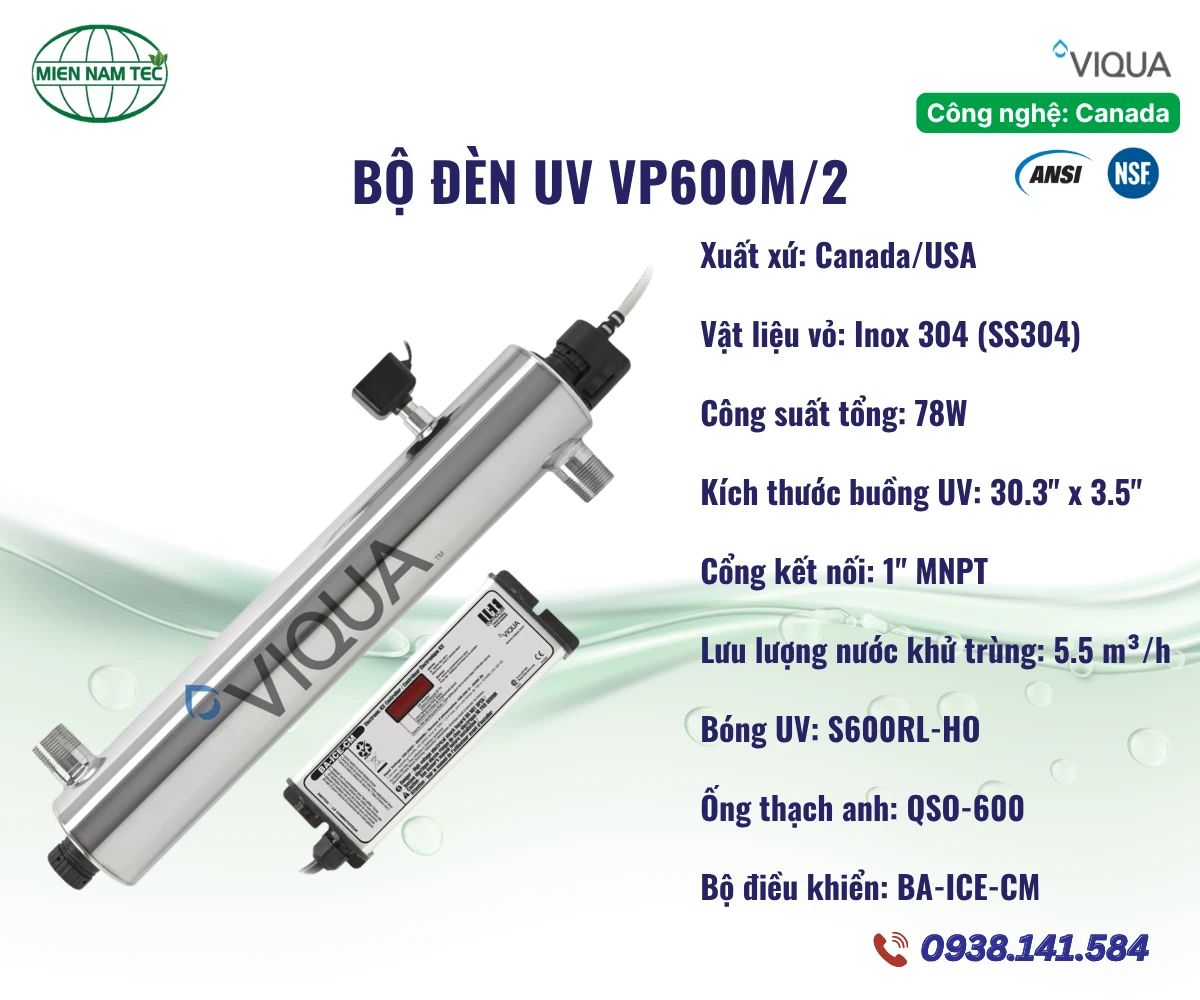 Bộ đèn UV VIQUA VP600M/2