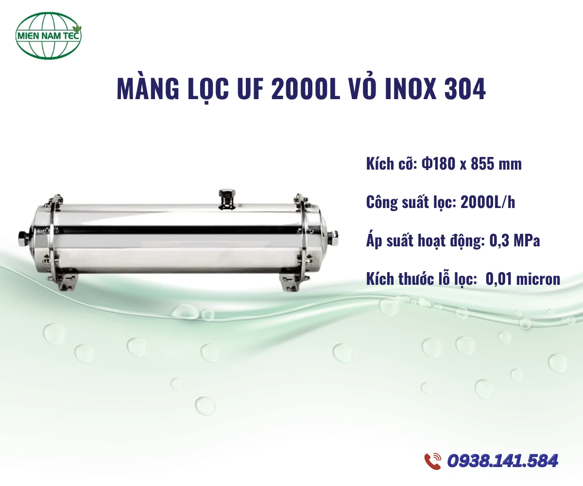 Màng  Lọc UF 2000L Vỏ Inox 304