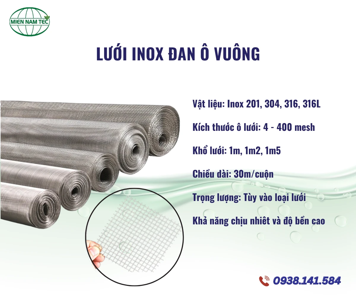 Lưới inox đan ô vuông