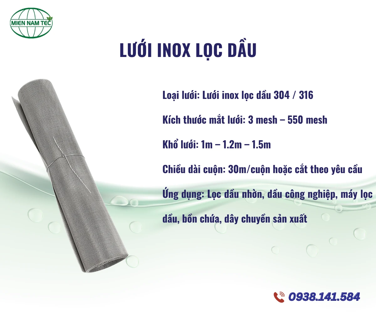 Lưới inox lọc dầu