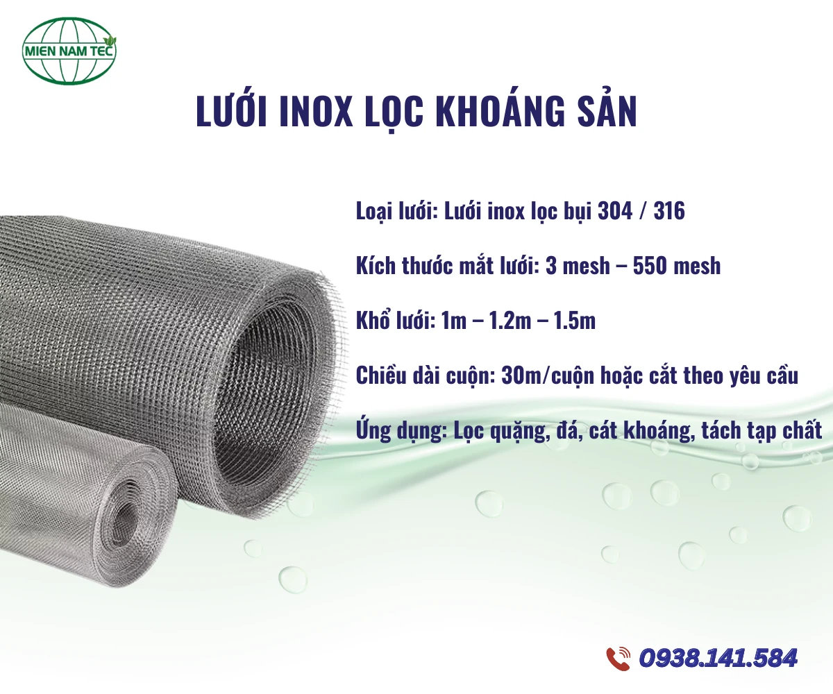 Lưới inox lọc khoáng sản