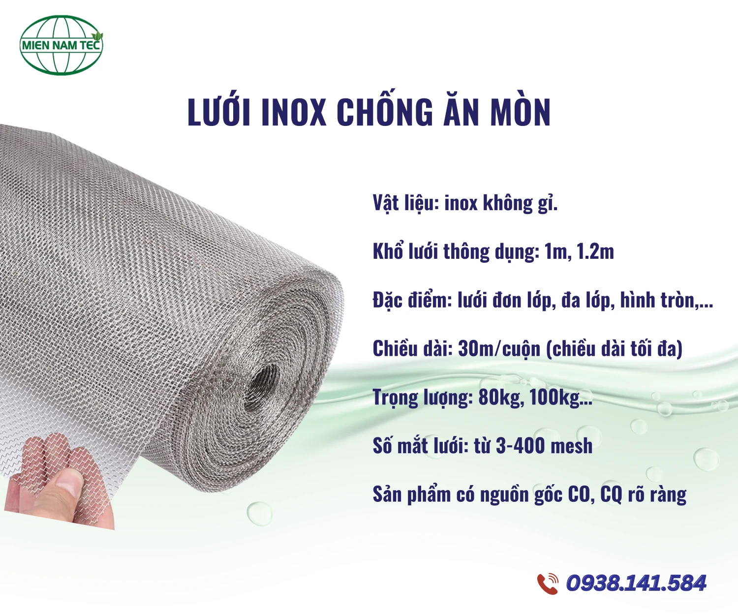 Lưới inox chống ăn mòn không gỉ sét