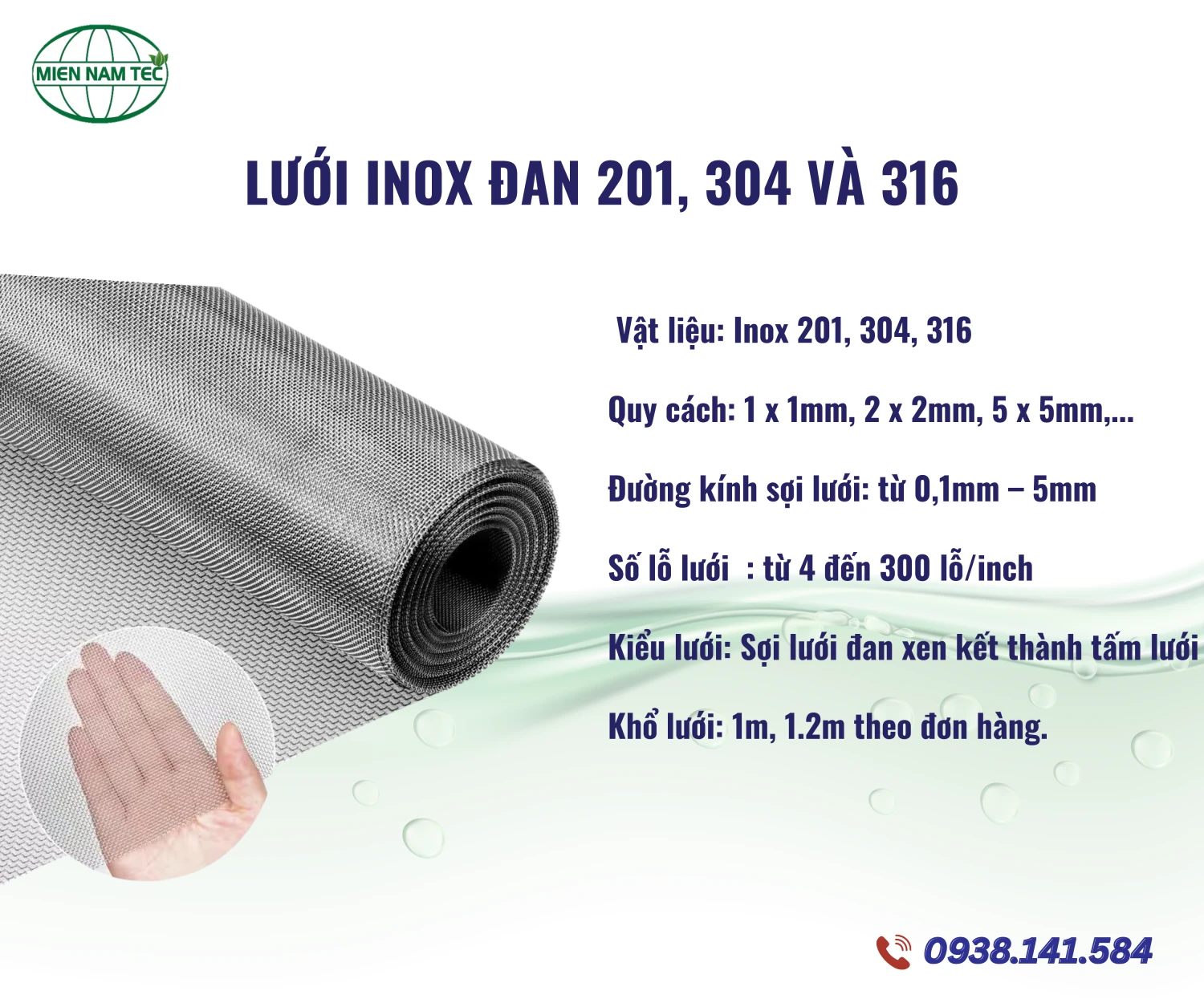 Lưới inox đan 201, 304 và 316