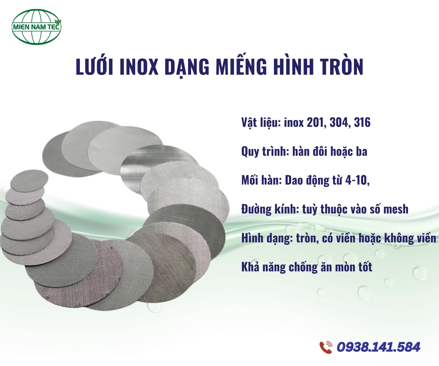 Lưới inox dạng miếng hình tròn