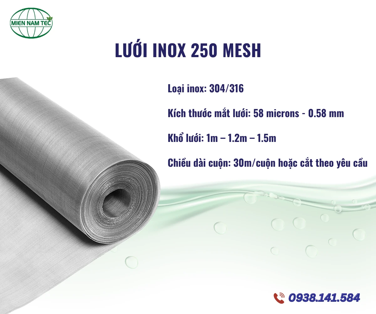 Lưới inox 250 mesh