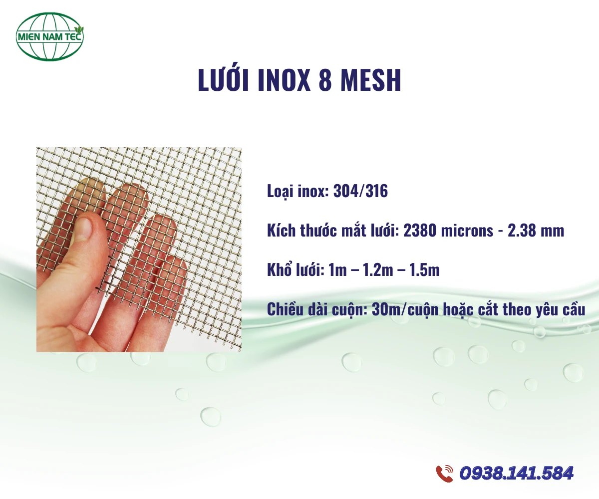 Lưới inox 8 mesh