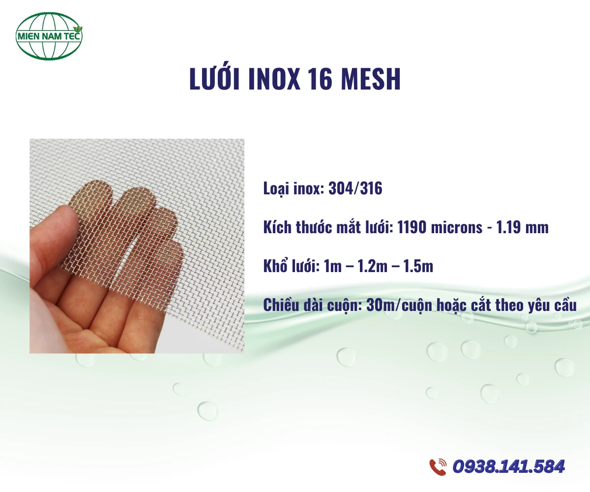 Lưới inox 16 mesh