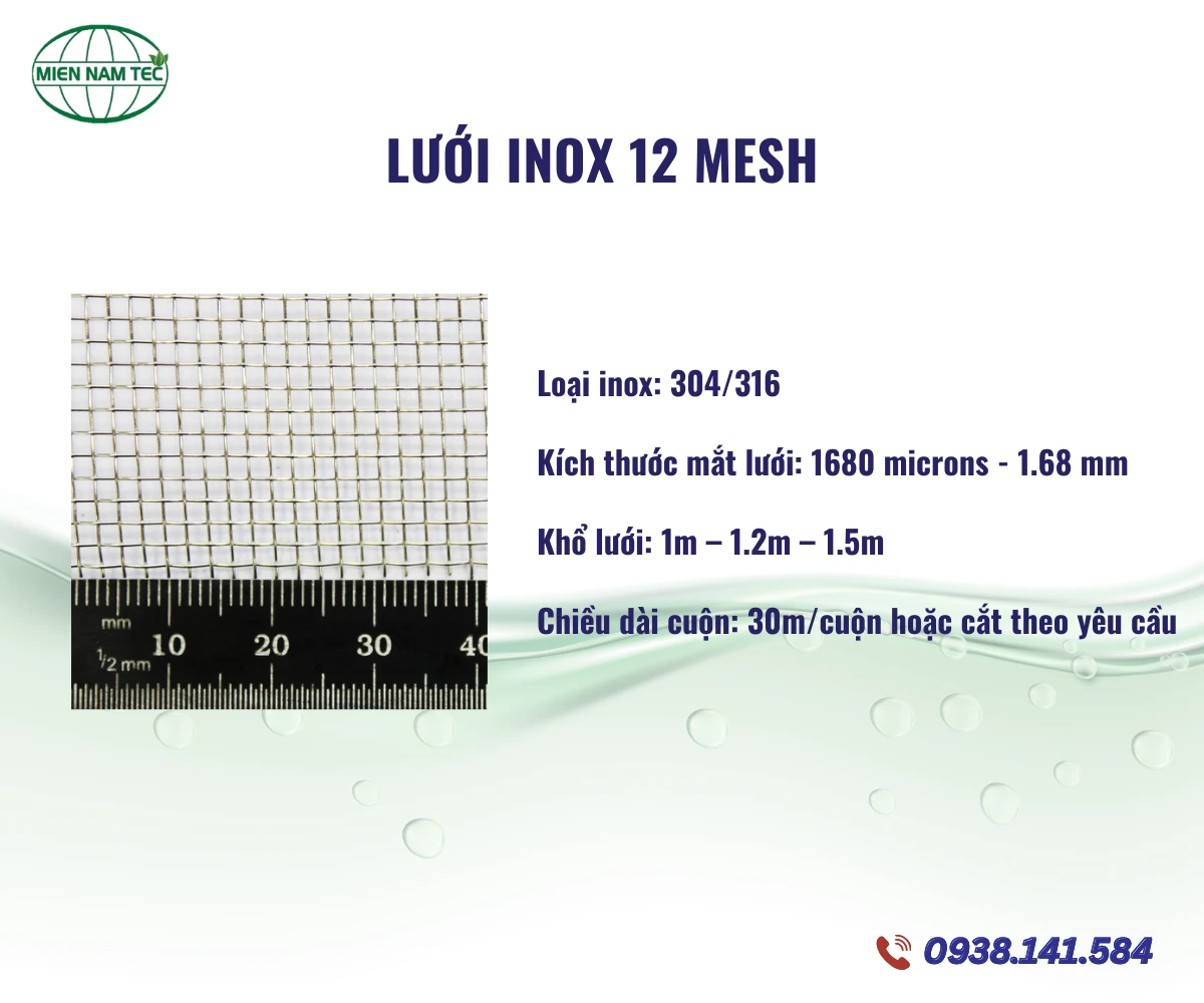 Lưới inox 12 mesh