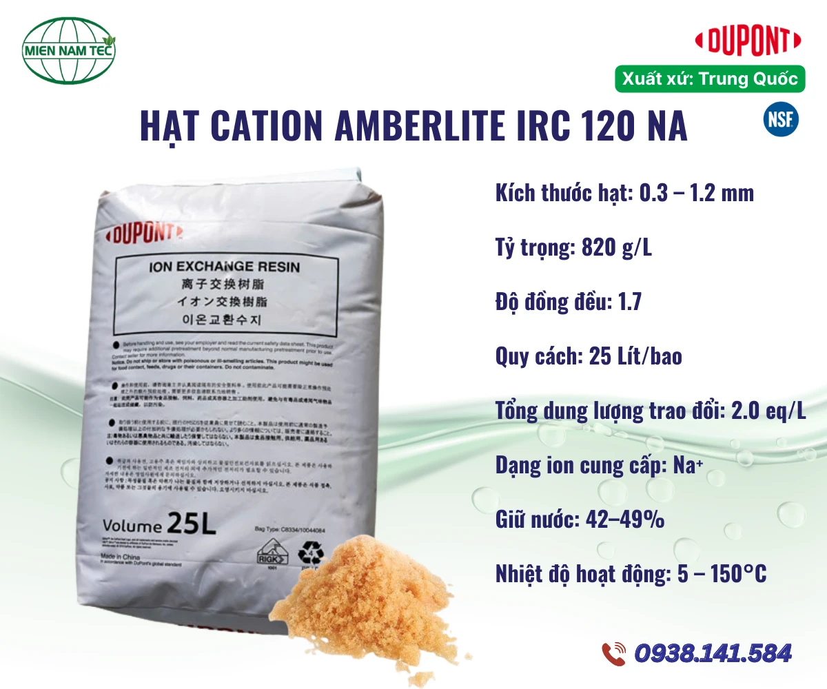 Hạt Cation Amberlite IRC 120 Na (Dow cũ)