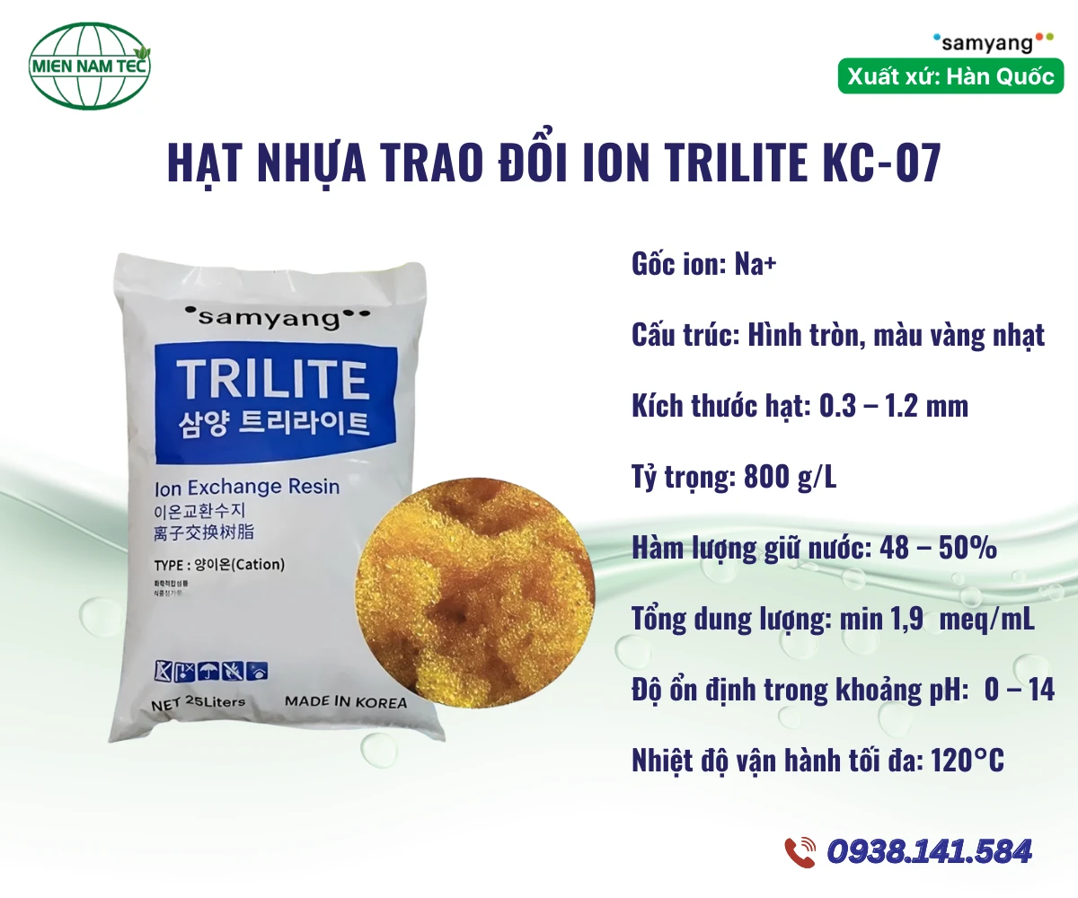 Hạt Nhựa Trao Đổi Ion Trilite KC-07