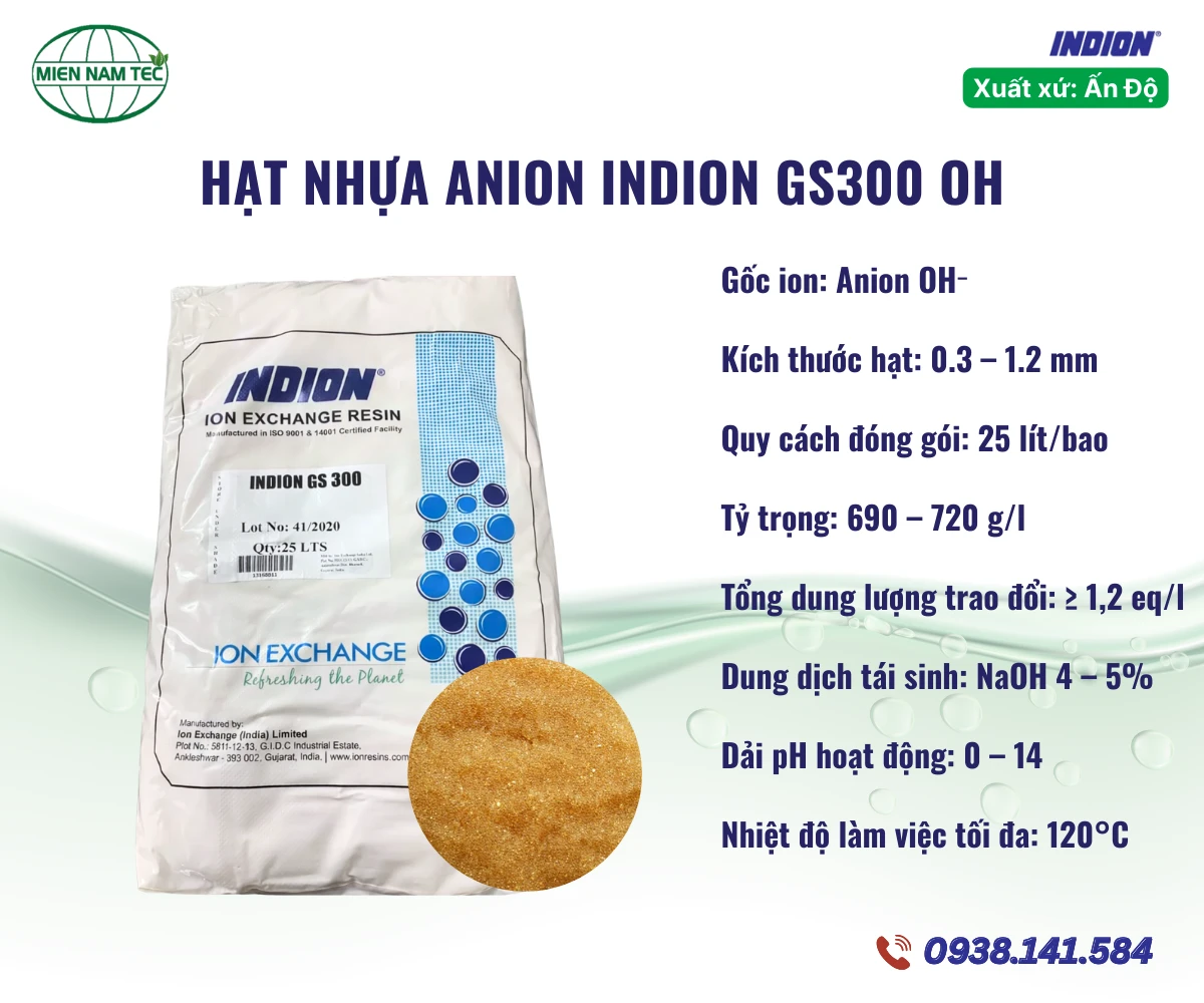 Hạt Nhựa Anion Indion GS300 (OH-)