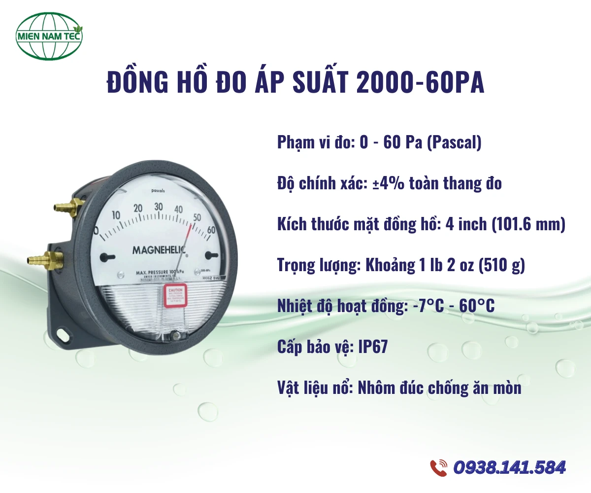 Đồng hồ đo áp suất 2000-60PA