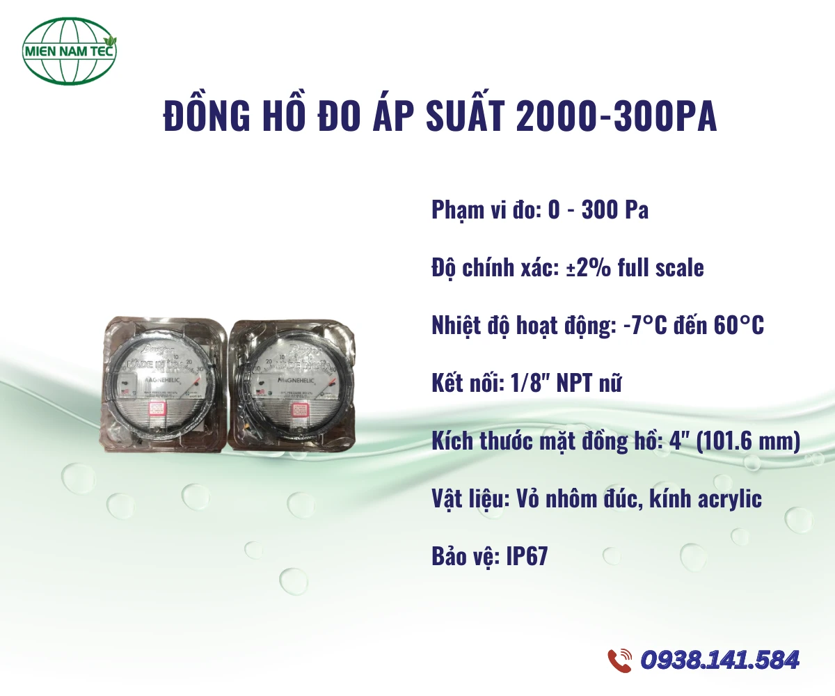 Đồng hồ đo áp suất 2000-300PA