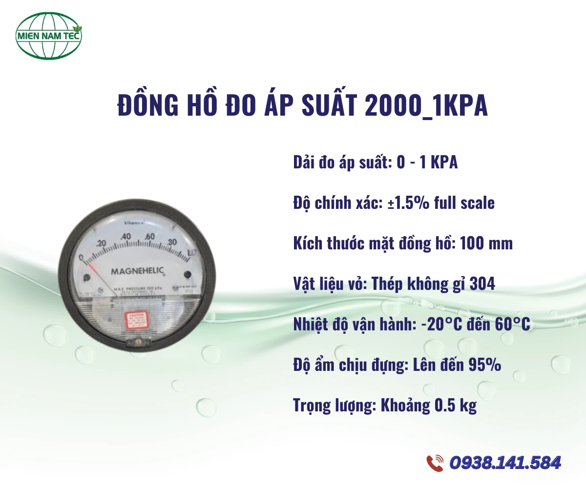 Đồng hồ đo áp suất 2000_1KPA