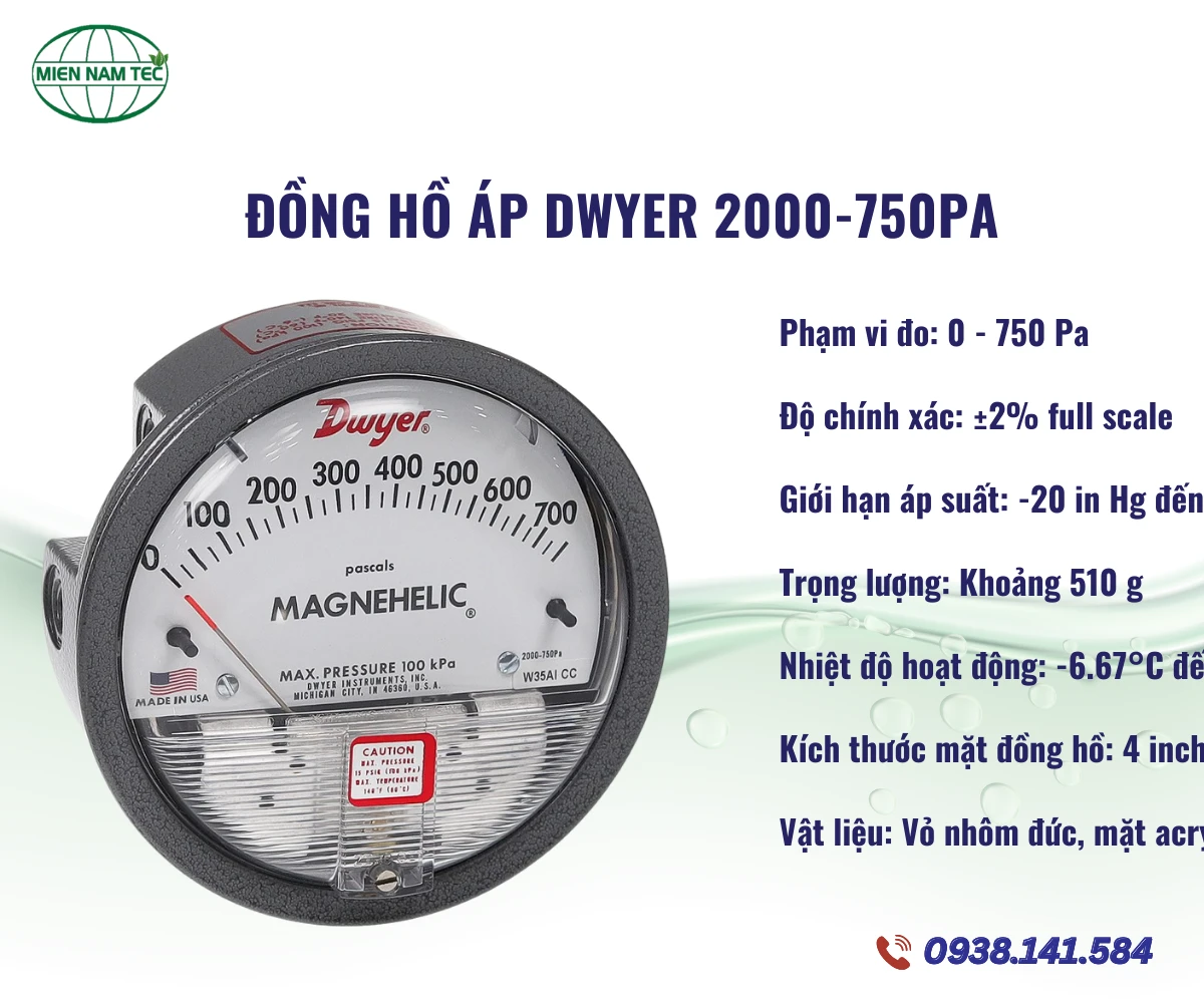 Đồng Hồ Áp Dwyer 2000-750PA