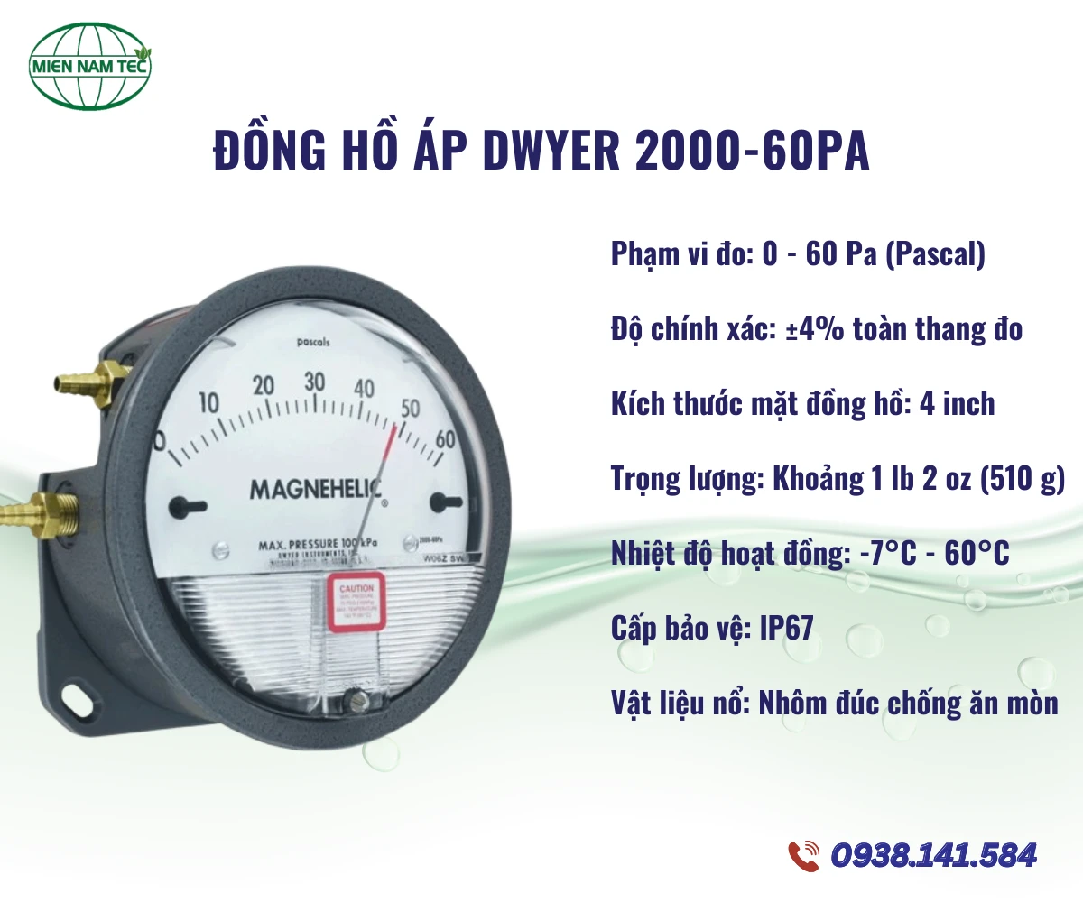 Đồng Hồ Áp Dwyer 2000-60PA