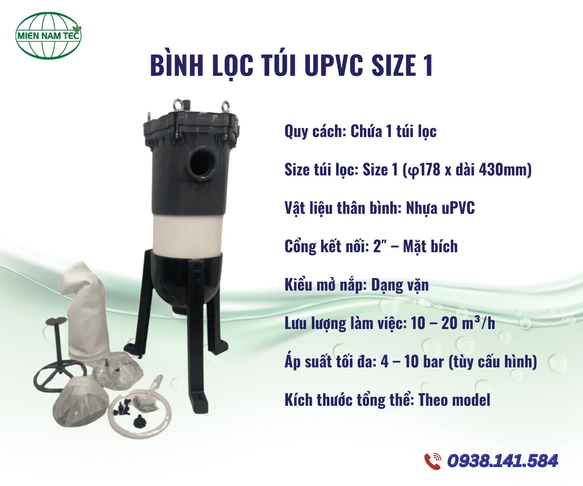 Bình lọc túi nhựa UPVC size 1