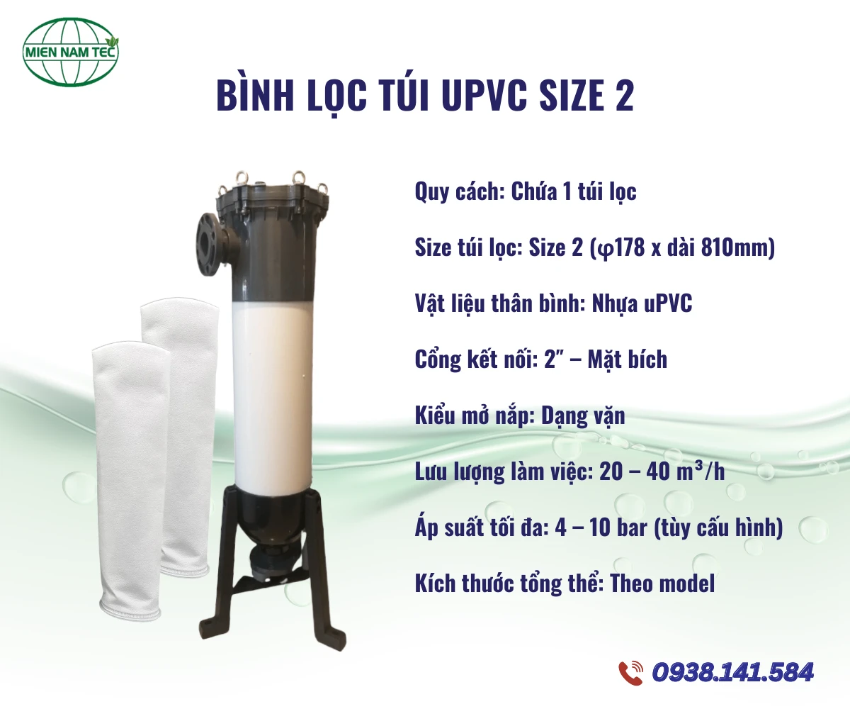 Bình lọc túi nhựa UPVC size 2