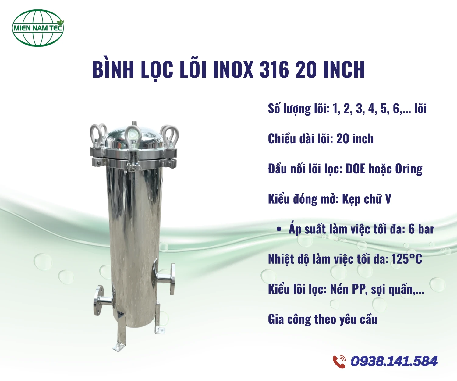 Bình Lọc Lõi Inox 316 20 Inch