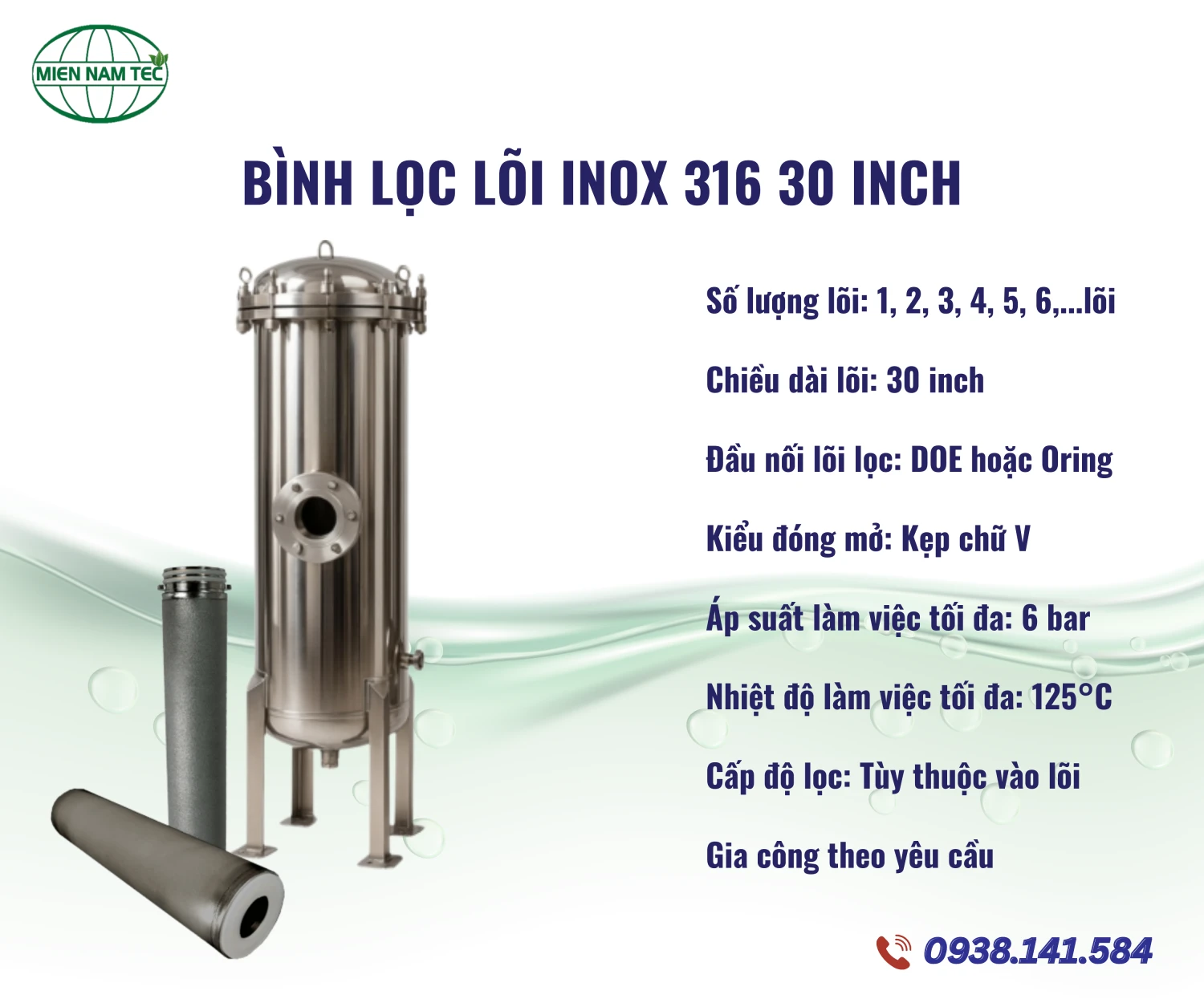 Bình Lọc Lõi Inox 316 30 Inch