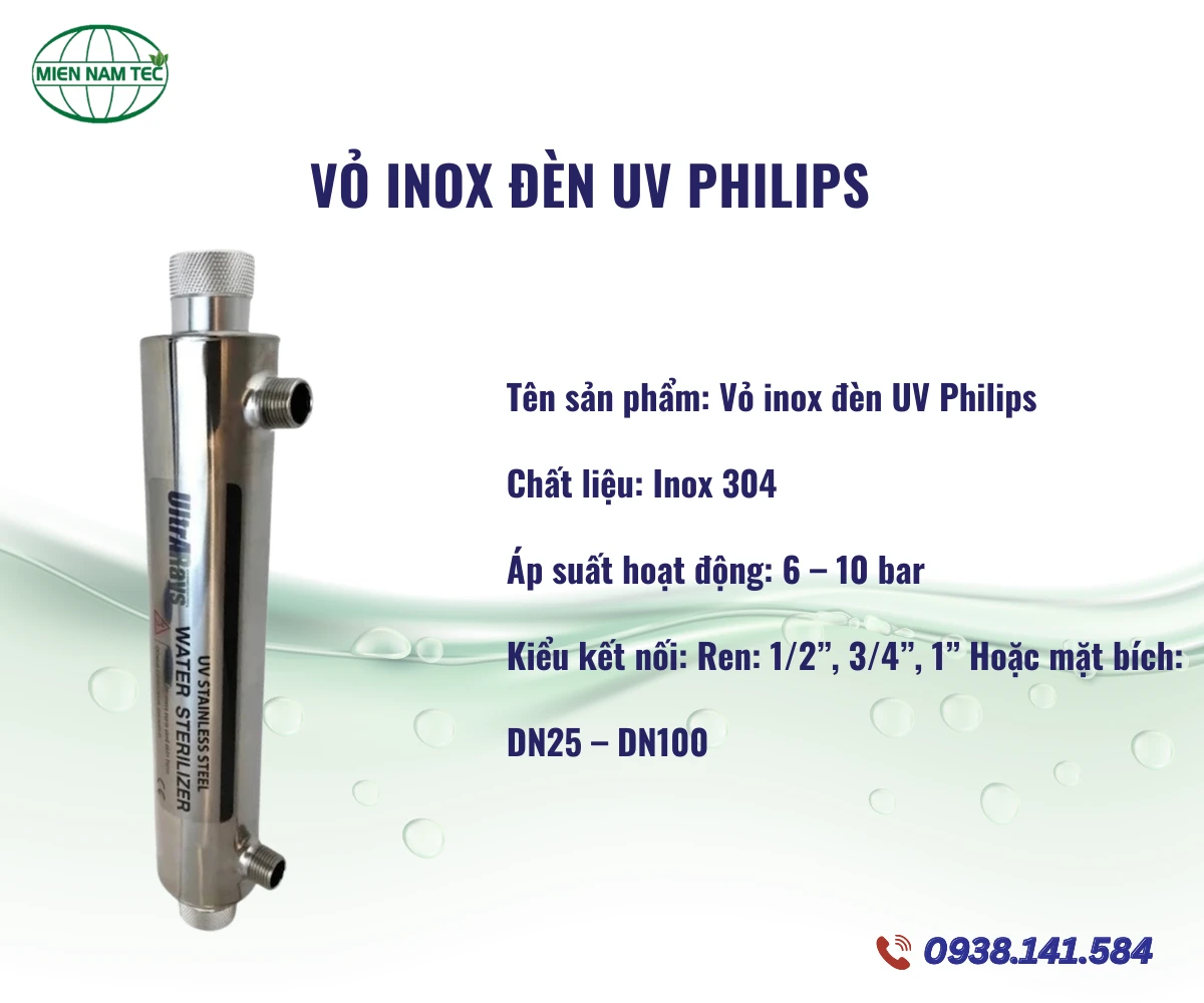 Vỏ Inox đèn UV PHILIPS