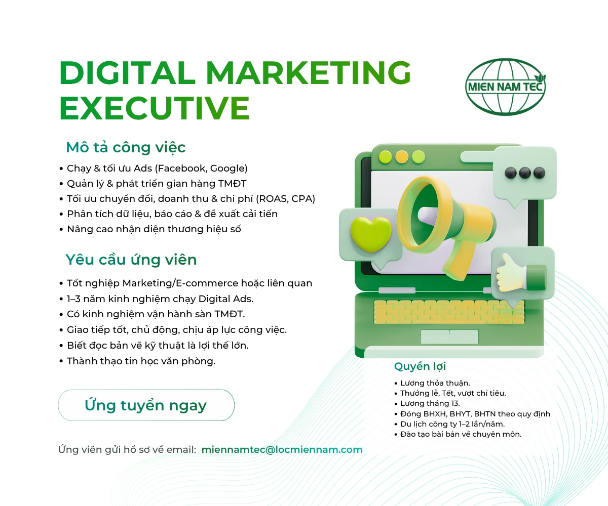 TUYỂN DỤNG DIGITAL MARKETING EXECUTIVE