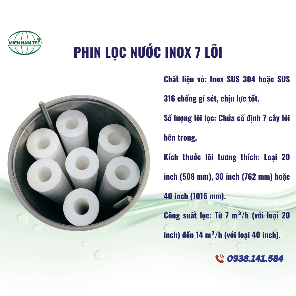 Phin Lọc Nước Inox 7 Lõi