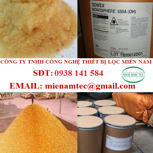 Hạt nhựa trao đổi ion Dow Monosphere 550A (OH)
