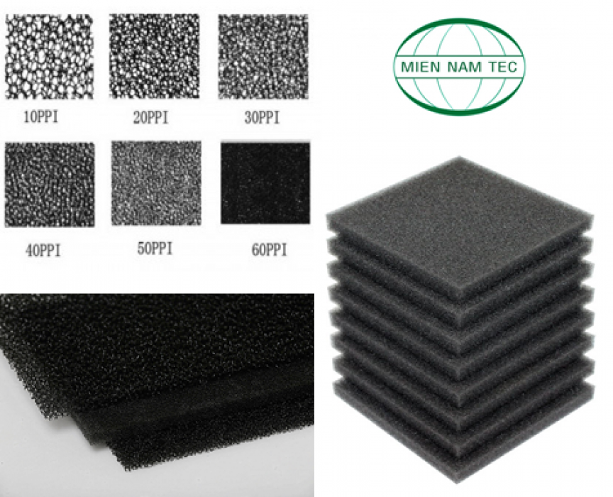 Air filter foam (10PPI, 20PPI, 30PPI, 40PPI, 50PPI, 60PPI) coarse, black color (3mm, 5mm, 10mm, 20mm, 30mm…)