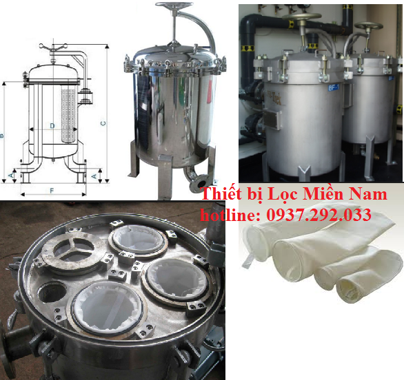 Housing chứa 2 (hai) túi, 3 (ba) túi (bình lọc inox nhiều túi)