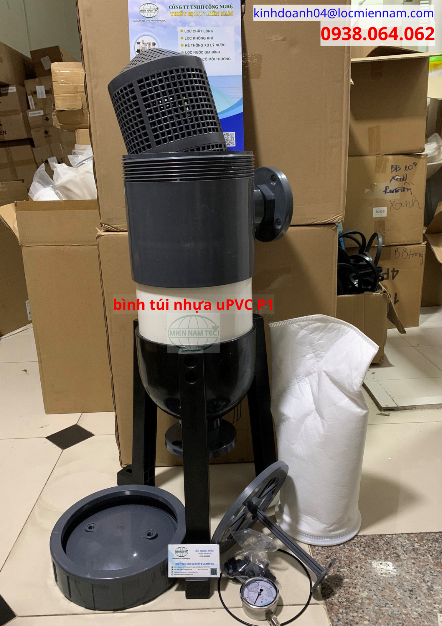 Bình 1 túi công suất 11m3/h nhựa uPVC lọc nước ép Bình 1 túi công suất 11m3/h nhựa uPVC lọc nước ép