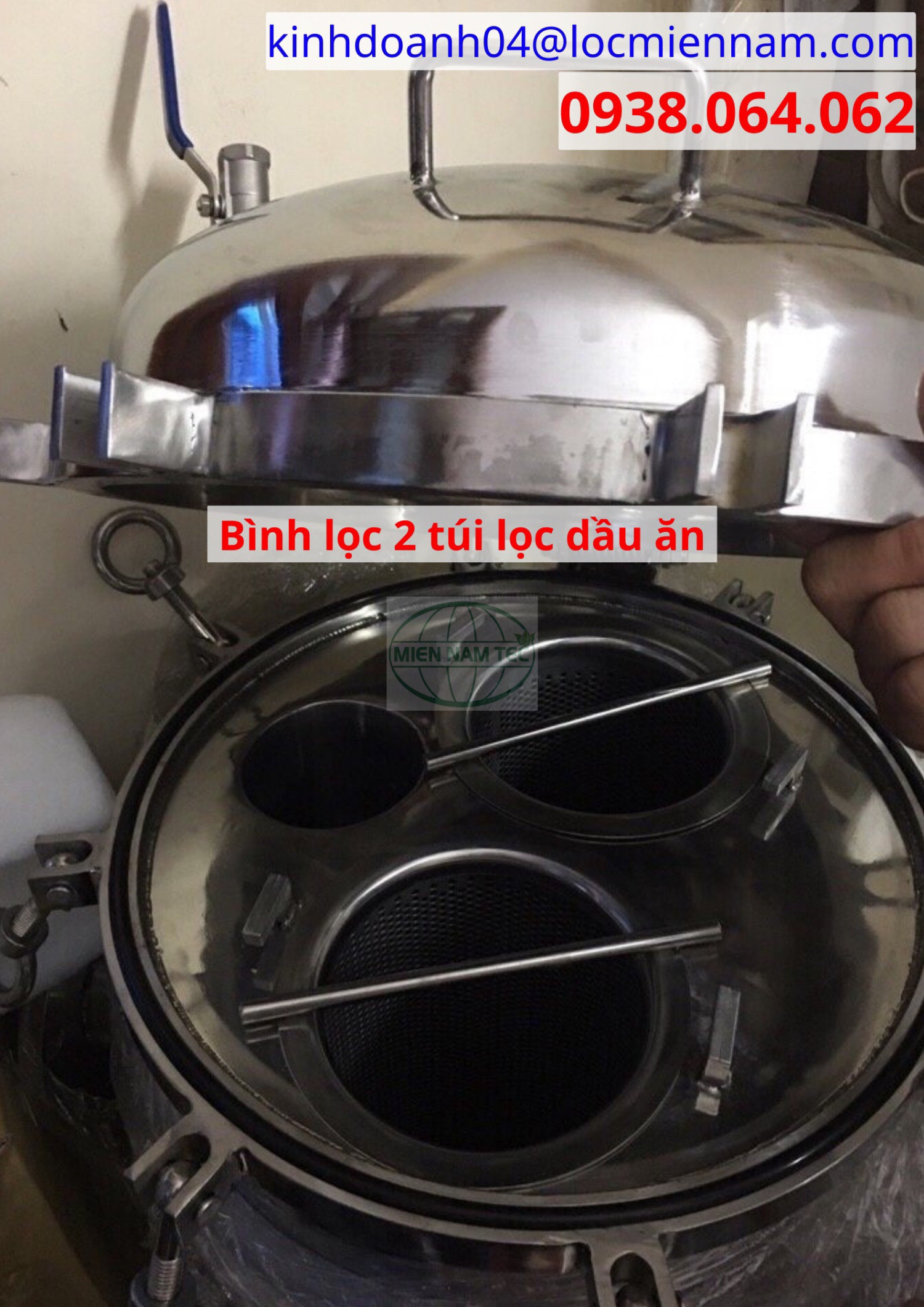 Bình lọc dầu ăn 25m3/h 2 túi inox 304