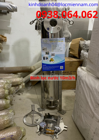 Bình lọc nước đầu nguồn công suất 10m3/h inox 304 1 túi