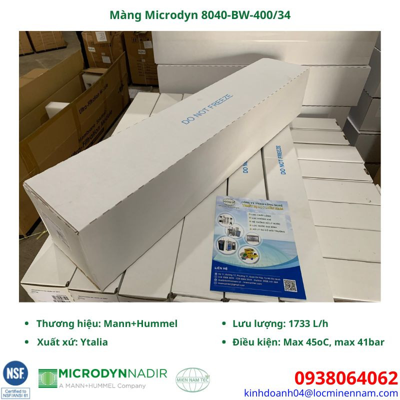 Xử lý nước tinh khiết bằng màng Microdyn 8040-BW-400/34 Xử lý nước tinh khiết bằng màng Microdyn 8040-BW-400/34
