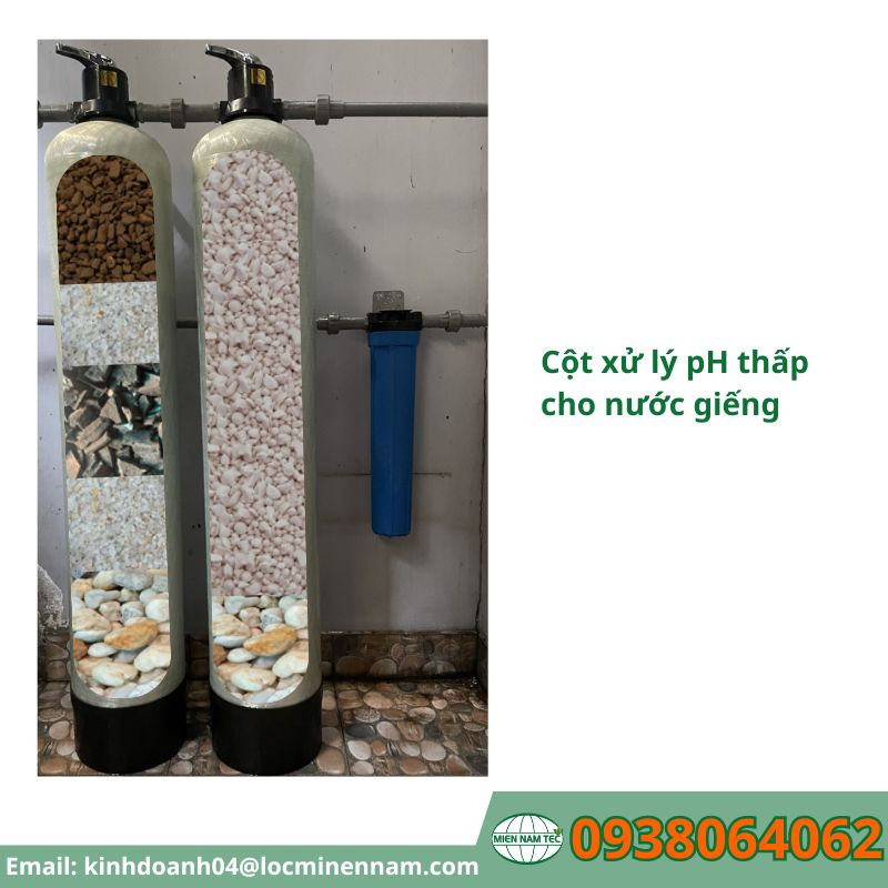 Xử lý pH thấp nước giếng bằng cột lọc